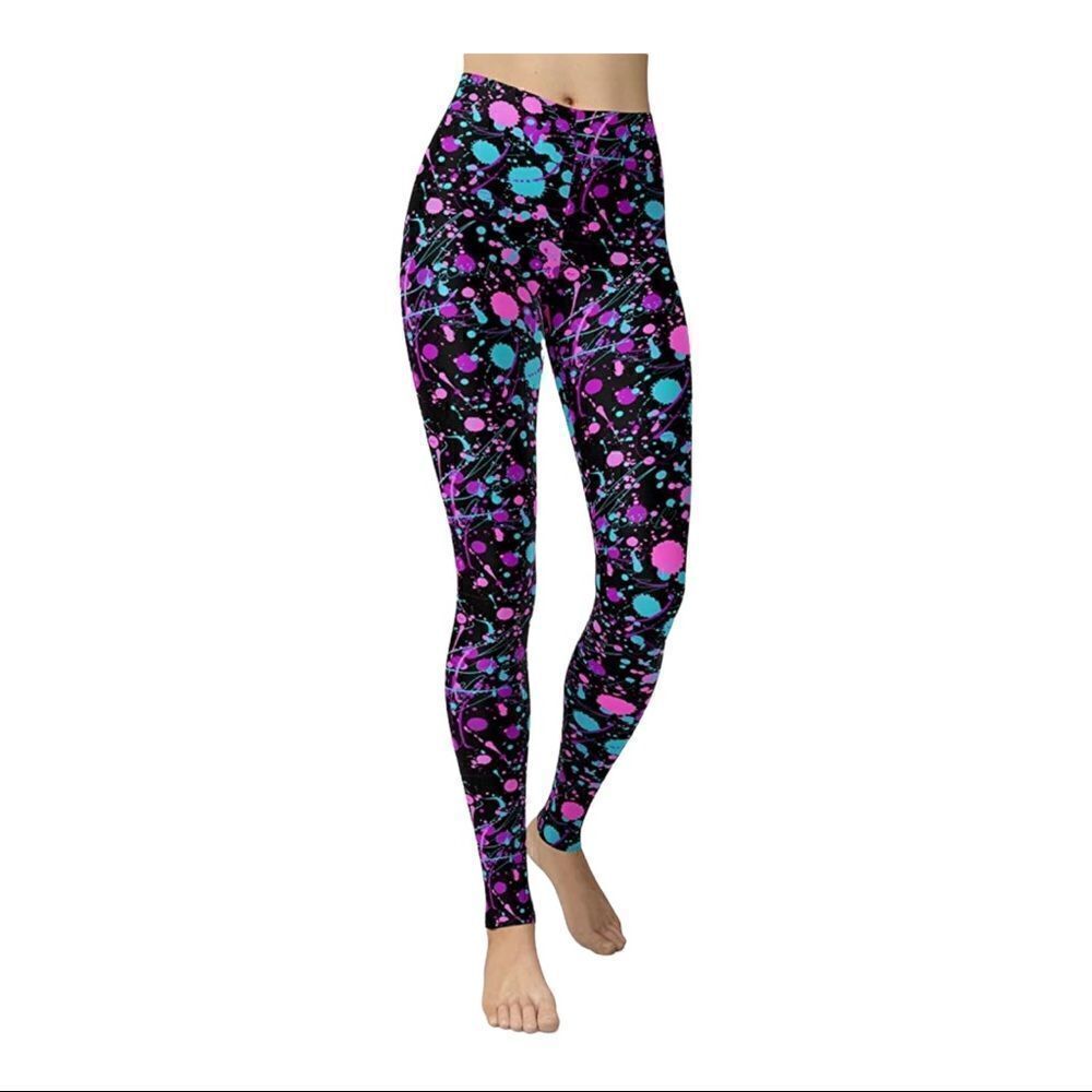 Sissycos 80s Abstract Splash Print High Waist Leggings Women’s M NWT